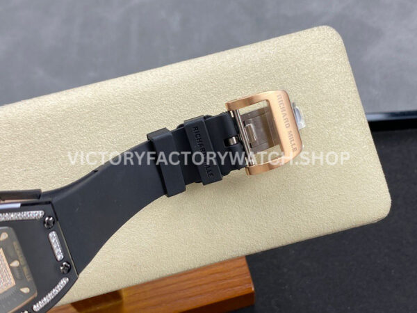 BBA Factory Richard Mille RM 07 31.4mm Diamond Black Ceramic Black Rubber Strap Skeletonized Red Dial