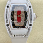 BBA Factory Richard Mille RM 07 31.4mm Diamond White Ceramic White Rubber Strap Skeletonized Red Dial (7) BBA Factory Richard Mille RM 07 diamond white ceramic white rubber strap red skeletonized dial
