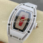 BBA Factory Richard Mille RM 07 31.4mm Diamond White Ceramic White Rubber Strap Skeletonized Red Dial (8) BBA Factory Richard Mille RM 07 31.4mm Diamond White Ceramic White Rubber Strap Skeletonized Red Dial