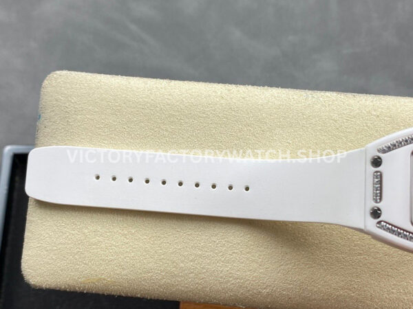 BBA Factory Richard Mille RM 07 31.4mm Diamond White Ceramic White Rubber Strap Skeletonized White Dial