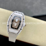 BBA Factory Richard Mille RM 07 31.4mm Diamond White Ceramic White Rubber Strap Skeletonized White Dial