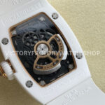 BBA Factory Richard Mille RM 07 31.4mm Diamond White Ceramic White Rubber Strap Skeletonized White Dial