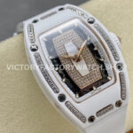BBA Factory Richard Mille RM 07 31.4mm Diamond White Ceramic White Rubber Strap Skeletonized White Dial