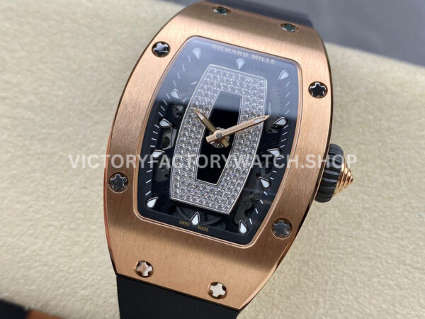 BBA Factory Richard Mille RM 07 31.4mm Rose Gold Black Rubber Strap Skeletonized Black Dial (4) BBA Factory Richard Mille RM 07 31.4mm Rose Gold Black Rubber Strap Skeletonized Black Dial