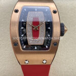 BBA Factory Richard Mille RM 07 31.4mm Rose Gold Red Rubber Strap Skeletonized Red Dial (1) BBA Factory Richard Mille RM 07 rose gold red rubber strap red skeletonized dial