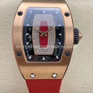 BBA Factory Richard Mille RM 07 rose gold red rubber strap red skeletonized dial