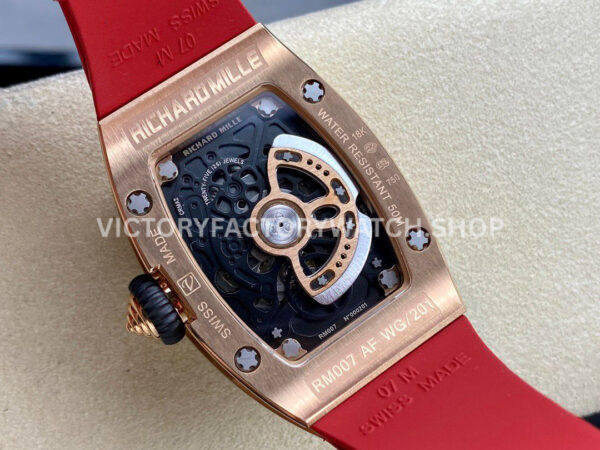 BBA Factory Richard Mille RM 07 31.4mm Rose Gold Red Rubber Strap Skeletonized Red Dial (2) BBA Factory Richard Mille RM 07 31.4mm Rose Gold Red Rubber Strap Skeletonized Red Dial
