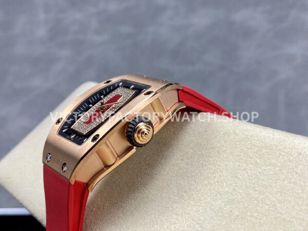 BBA Factory Richard Mille RM 07 31.4mm Rose Gold Red Rubber Strap Skeletonized Red Dial (3) BBA Factory Richard Mille RM 07 31.4mm Rose Gold Red Rubber Strap Skeletonized Red Dial