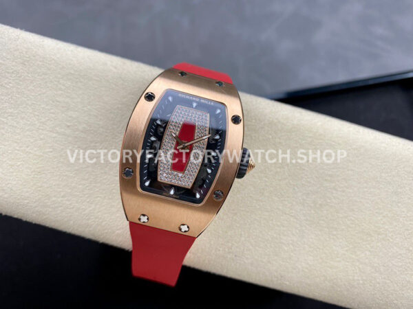 BBA Factory Richard Mille RM 07 31.4mm Rose Gold Red Rubber Strap Skeletonized Red Dial (5) BBA Factory Richard Mille RM 07 31.4mm Rose Gold Red Rubber Strap Skeletonized Red Dial