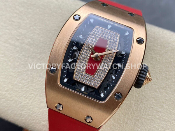 BBA Factory Richard Mille RM 07 31.4mm Rose Gold Red Rubber Strap Skeletonized Red Dial (6) BBA Factory Richard Mille RM 07 31.4mm Rose Gold Red Rubber Strap Skeletonized Red Dial