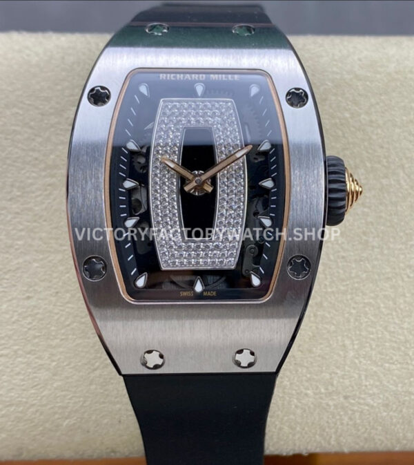 BBA Factory Richard Mille RM 07 steel black rubber strap black skeletonized dial