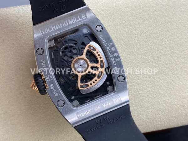BBA Factory Richard Mille RM 07 31.4mm Steel Black Rubber Strap Skeletonized Black Dial