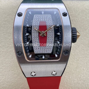 BBA Factory Richard Mille RM 07 steel red rubber strap red skeletonized dial