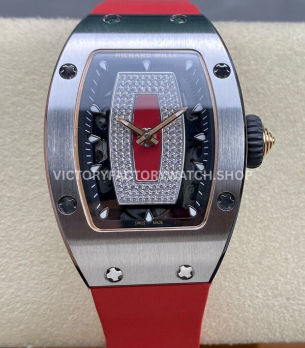 BBA Factory Richard Mille RM 07 31.4mm Steel Red Rubber Strap Skeletonized Red Dial (1) BBA Factory Richard Mille RM 07 steel red rubber strap red skeletonized dial