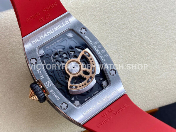 BBA Factory Richard Mille RM 07 31.4mm Steel Red Rubber Strap Skeletonized Red Dial (2) BBA Factory Richard Mille RM 07 31.4mm Steel Red Rubber Strap Skeletonized Red Dial
