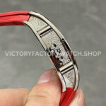 BBA Factory Richard Mille RM 07 31.4mm Diamond White Gold Red Rubber Strap Skeletonized Black Dial