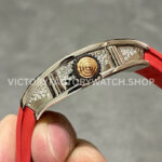 BBA Factory Richard Mille RM 07 31.4mm Diamond White Gold Red Rubber Strap Skeletonized Black Dial