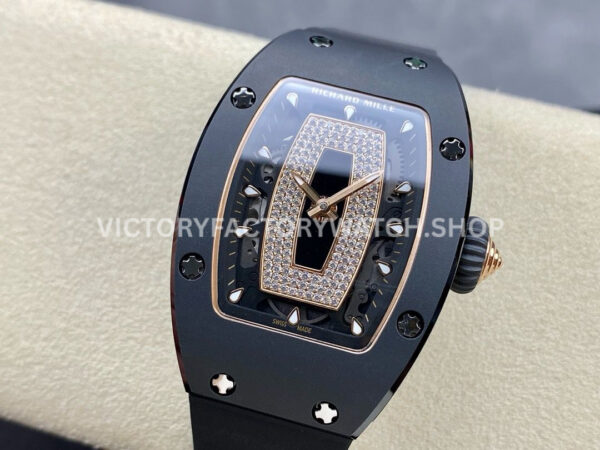 BBA Factory Richard Mille RM 07 31.4mm Titanium Black Ceramic Black Rubber Strap Skeletonized Black Dial