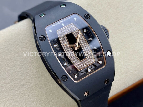 BBA Factory Richard Mille RM 07 31.4mm Titanium Black Ceramic Black Rubber Strap Skeletonized Black Dial