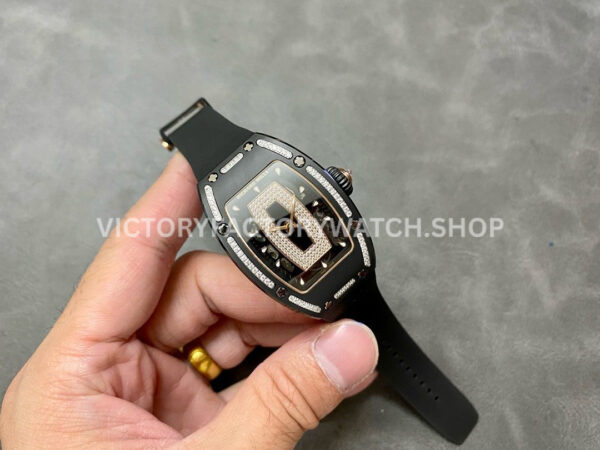 BBA Factory Richard Mille RM 07 31.4mm Diamond Black Ceramic Black Rubber Strap Skeletonized Black Dial
