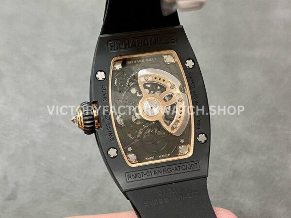 BBA Factory Richard Mille RM 07 31.4mm Diamond Black Ceramic Black Rubber Strap Skeletonized Black Dial