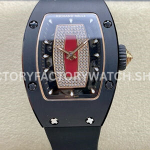 BBA Factory Richard Mille RM 07 black ceramic black skeletonized dial black rubber strap