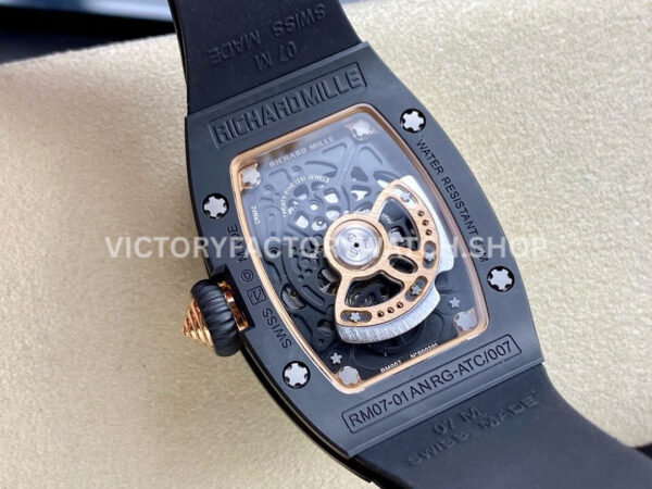 BBA Factory Richard Mille RM 07 31.4mm Titanium Black Ceramic Black Rubber Strap Skeletonized Black Dial