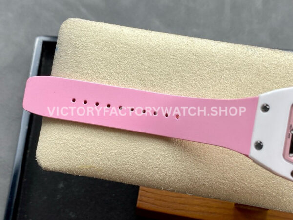 BBA Factory Richard Mille RM07 31.4mm Titanium&Carbon Fiber Pink Rubber Strap Skeletonized Pink Dia (4) BBA Factory Richard Mille RM 07 31.4mm Titanium White Ceramic Pink Rubber Strap Skeletonized Pink Dial