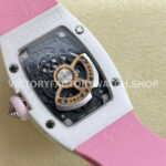 BBA Factory Richard Mille RM07 31.4mm Titanium&Carbon Fiber Pink Rubber Strap Skeletonized Pink Dia (7) BBA Factory Richard Mille RM 07 31.4mm Titanium White Ceramic Pink Rubber Strap Skeletonized Pink Dial