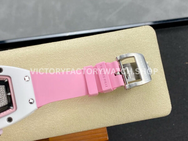 BBA Factory Richard Mille RM07 31.4mm Titanium&Carbon Fiber Pink Rubber Strap Skeletonized Pink Dia (9) BBA Factory Richard Mille RM 07 31.4mm Titanium White Ceramic Pink Rubber Strap Skeletonized Pink Dial