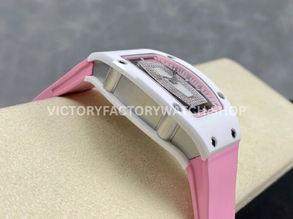BBA Factory Richard Mille RM07 31.4mm Titanium&Carbon Fiber Pink Rubber Strap Skeletonized Pink Dial (1) BBA Factory Richard Mille RM 07 31.4mm Titanium White Ceramic Pink Rubber Strap Skeletonized Pink Dial