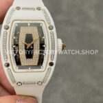 BBA Factory Richard Mille RM07 31.4mm Titanium&Carbon Fiber White Rubber Strap Skeletonized Blac BBA Factory Richard Mille RM 07 diamond white ceramic black skeletonized dial white rubber strap