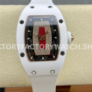BBA Factory Richard Mille RM 07 white ceramic black skeletonized dial white rubber strap
