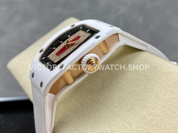 BBA Factory Richard Mille RM07 31.4mm Titanium&Carbon Fiber White Rubber Strap Skeletonized Black (5) BBA Factory Richard Mille RM 07 31.4mm Titanium White Ceramic White Rubber Strap Skeletonized Black Dial