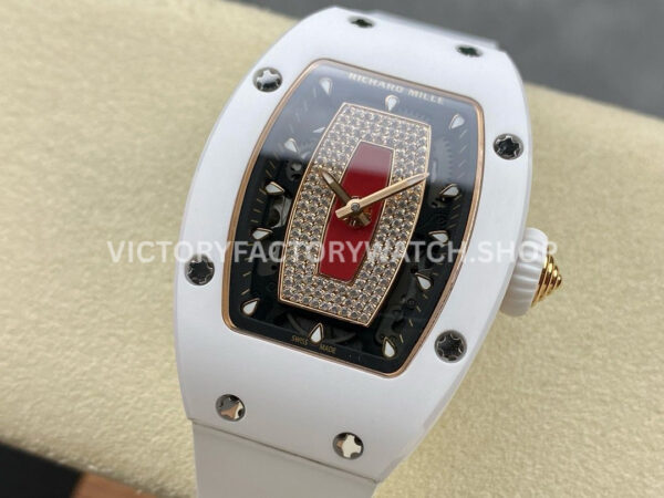 BBA Factory Richard Mille RM07 31.4mm Titanium&Carbon Fiber White Rubber Strap Skeletonized Black (6) BBA Factory Richard Mille RM 07 31.4mm Titanium White Ceramic White Rubber Strap Skeletonized Black Dial