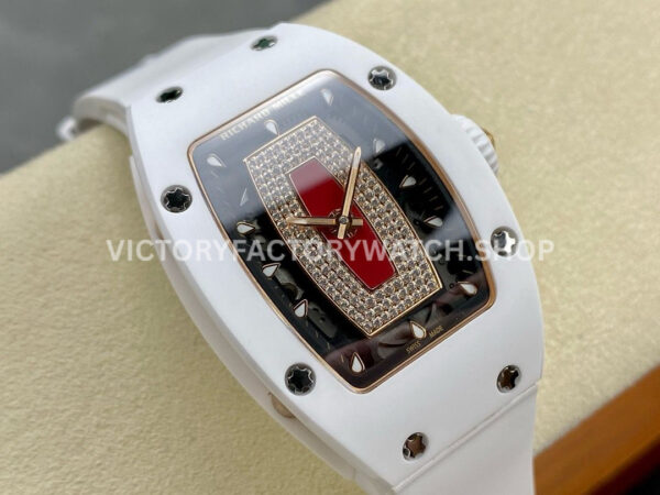 BBA Factory Richard Mille RM07 31.4mm Titanium&Carbon Fiber White Rubber Strap Skeletonized Black (9) BBA Factory Richard Mille RM 07 31.4mm Titanium White Ceramic White Rubber Strap Skeletonized Black Dial