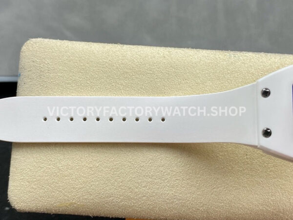 BBA Factory Richard Mille RM07 31.4mm Titanium&Carbon Fiber White Rubber Strap Skeletonized Blue D (4) BBA Factory Richard Mille RM 07 31.4mm Titanium White Ceramic White Rubber Strap Skeletonized Blue Dial