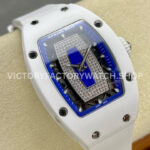 BBA Factory Richard Mille RM07 31.4mm Titanium&Carbon Fiber White Rubber Strap Skeletonized Blue D (7) BBA Factory Richard Mille RM 07 31.4mm Titanium White Ceramic White Rubber Strap Skeletonized Blue Dial