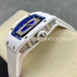 BBA Factory Richard Mille RM07 31.4mm Titanium&Carbon Fiber White Rubber Strap Skeletonized Blue D (9) BBA Factory Richard Mille RM 07 31.4mm Titanium White Ceramic White Rubber Strap Skeletonized Blue Dial