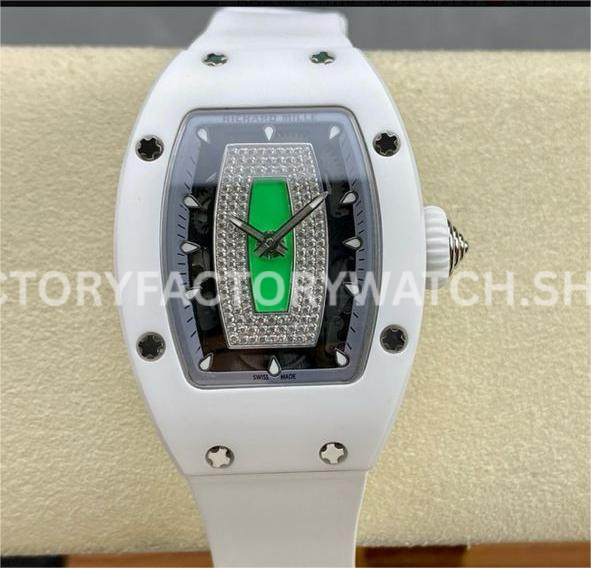 BBA Factory Richard Mille RM 07 white ceramic grey skeletonized dial white rubber strap