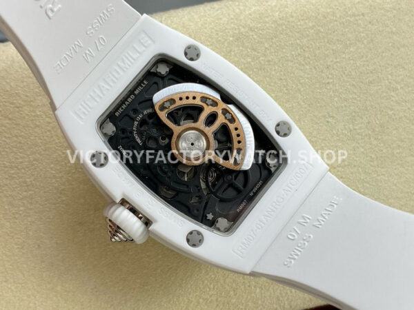BBA Factory Richard Mille RM 07 31.4mm Titanium White Ceramic White Rubber Strap Skeletonized Grey Dial