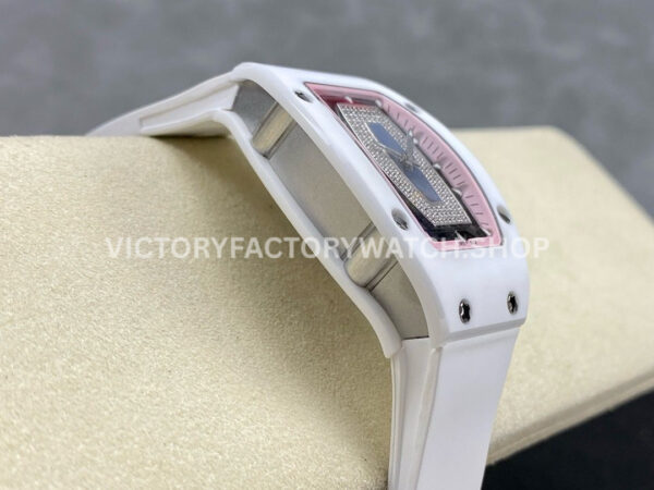 BBA Factory Richard Mille RM07 31.4mm Titanium&Carbon Fiber White Rubber Strap Skeletonized Pink D (3) BBA Factory Richard Mille RM 07 31.4mm Titanium White Ceramic White Rubber Strap Skeletonized Pink Dial
