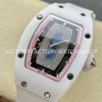 BBA Factory Richard Mille RM07 31.4mm Titanium&Carbon Fiber White Rubber Strap Skeletonized Pink D (4) BBA Factory Richard Mille RM 07 31.4mm Titanium White Ceramic White Rubber Strap Skeletonized Pink Dial