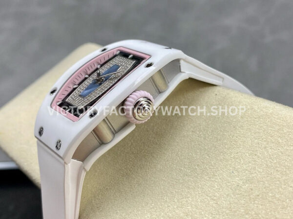 BBA Factory Richard Mille RM07 31.4mm Titanium&Carbon Fiber White Rubber Strap Skeletonized Pink D (7) BBA Factory Richard Mille RM 07 31.4mm Titanium White Ceramic White Rubber Strap Skeletonized Pink Dial