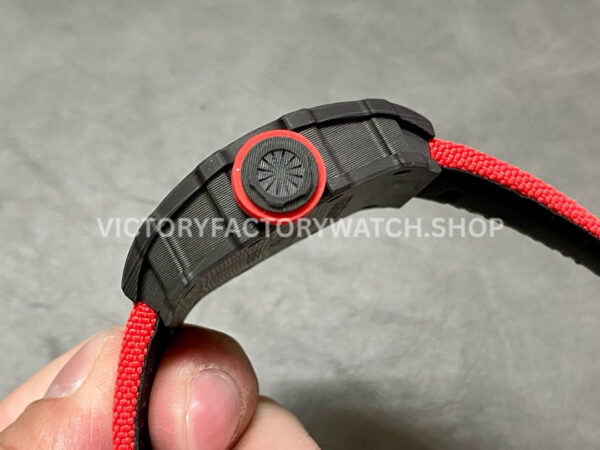 BBR Factory Richard Mille 42mm RM35-01 Black Carbon Fiber Red Canvas Strap Black Skeletonized (1) BBR Factory Richard Mille RM 35-01 42mm Black Carbon Fiber Red Canvas Strap Black Skeletonized