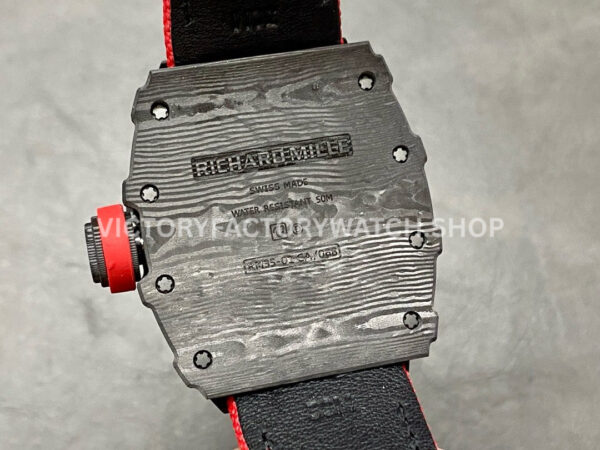 BBR Factory Richard Mille 42mm RM35-01 Black Carbon Fiber Red Canvas Strap Black Skeletonized (2) BBR Factory Richard Mille RM 35-01 42mm Black Carbon Fiber Red Canvas Strap Black Skeletonized