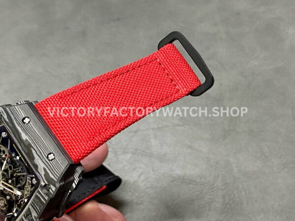 BBR Factory Richard Mille 42mm RM35-01 Black Carbon Fiber Red Canvas Strap Black Skeletonized (4) BBR Factory Richard Mille RM 35-01 42mm Black Carbon Fiber Red Canvas Strap Black Skeletonized