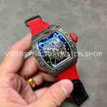 BBR Factory Richard Mille 42mm RM35-01 Black Carbon Fiber Red Canvas Strap Black Skeletonized (5) BBR Factory Richard Mille RM 35-01 42mm Black Carbon Fiber Red Canvas Strap Black Skeletonized