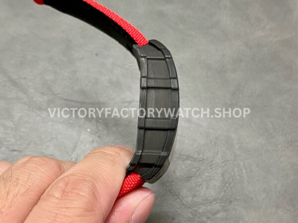 BBR Factory Richard Mille 42mm RM35-01 Black Carbon Fiber Red Canvas Strap Black Skeletonized (6) BBR Factory Richard Mille RM 35-01 42mm Black Carbon Fiber Red Canvas Strap Black Skeletonized