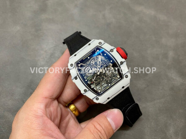 BBR Factory Richard Mille 42mm RM35-01 White Carbon Fiber Black Canvas Strap Black Skeletonized (5) BBR Factory Richard Mille RM 35-01 42mm White Carbon Fiber Black Canvas Strap Black Skeletonized